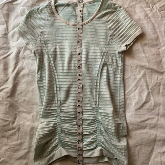 Athleta Green Striped T-Shirt Size XS - Picture 6 of 7